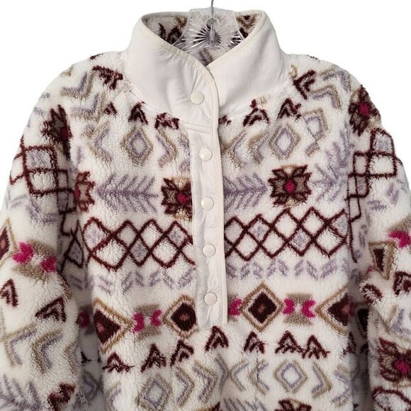 Lou & Grey Fair Isle Cozy Up Sherpa Jacket Size Large - Picture 5 of 14